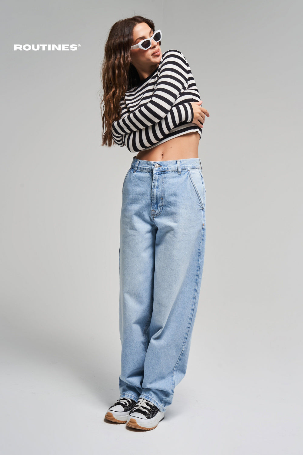Routines Skater Baggy Jeans - Washed Blue 2952-2S5 Jeans Routines Fashion