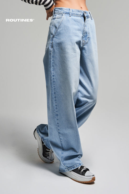 Routines Skater Baggy Jeans - Washed Blue 2952-2S5 Jeans Routines Fashion