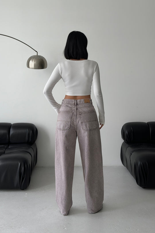 Routines Skater Baggy Jeans - Washed Brown 2952 - PETITE