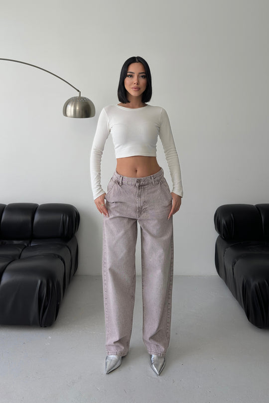 Routines Skater Baggy Jeans - Washed Brown 2952 - PETITE