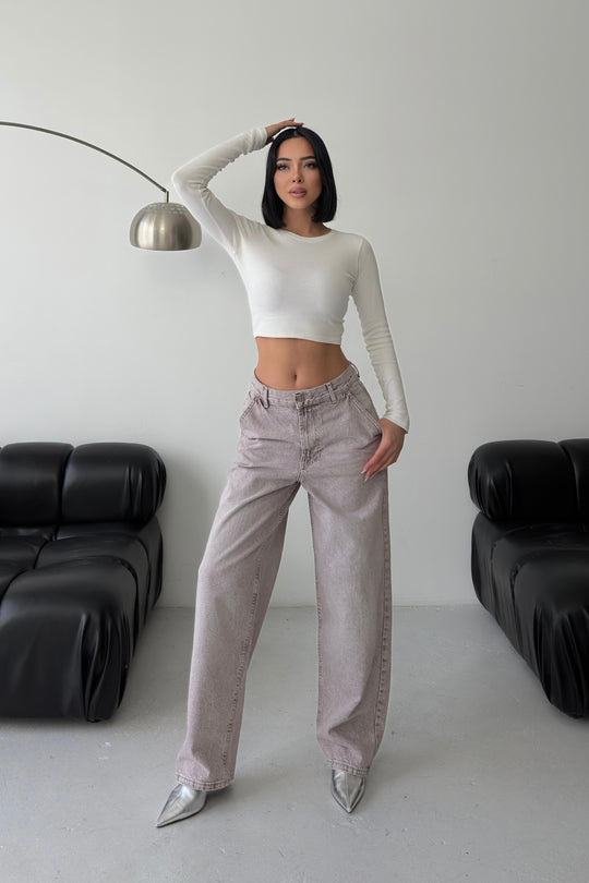 Routines Skater Baggy Jeans - Washed Brown 2952 - PETITE