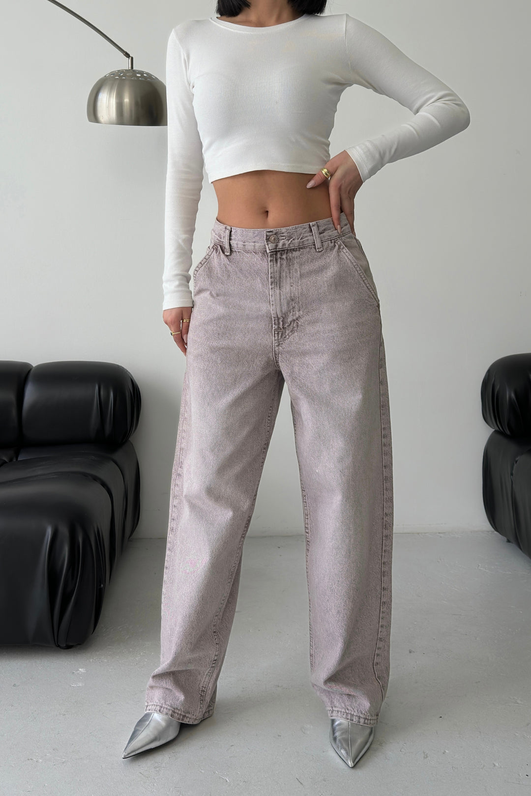 Routines Skater Baggy Jeans - Washed Brown 2952 - PETITE