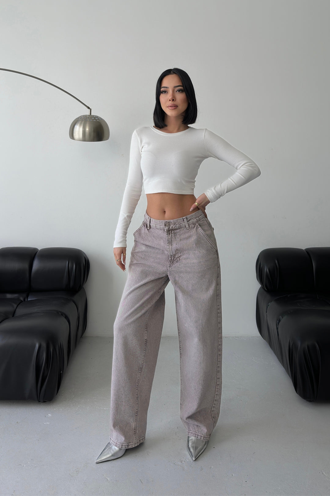 Routines Skater Baggy Jeans - Washed Brown 2952 - PETITE