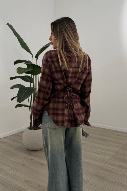 Routines Snatched Check Blouse - Bordeaux 2557