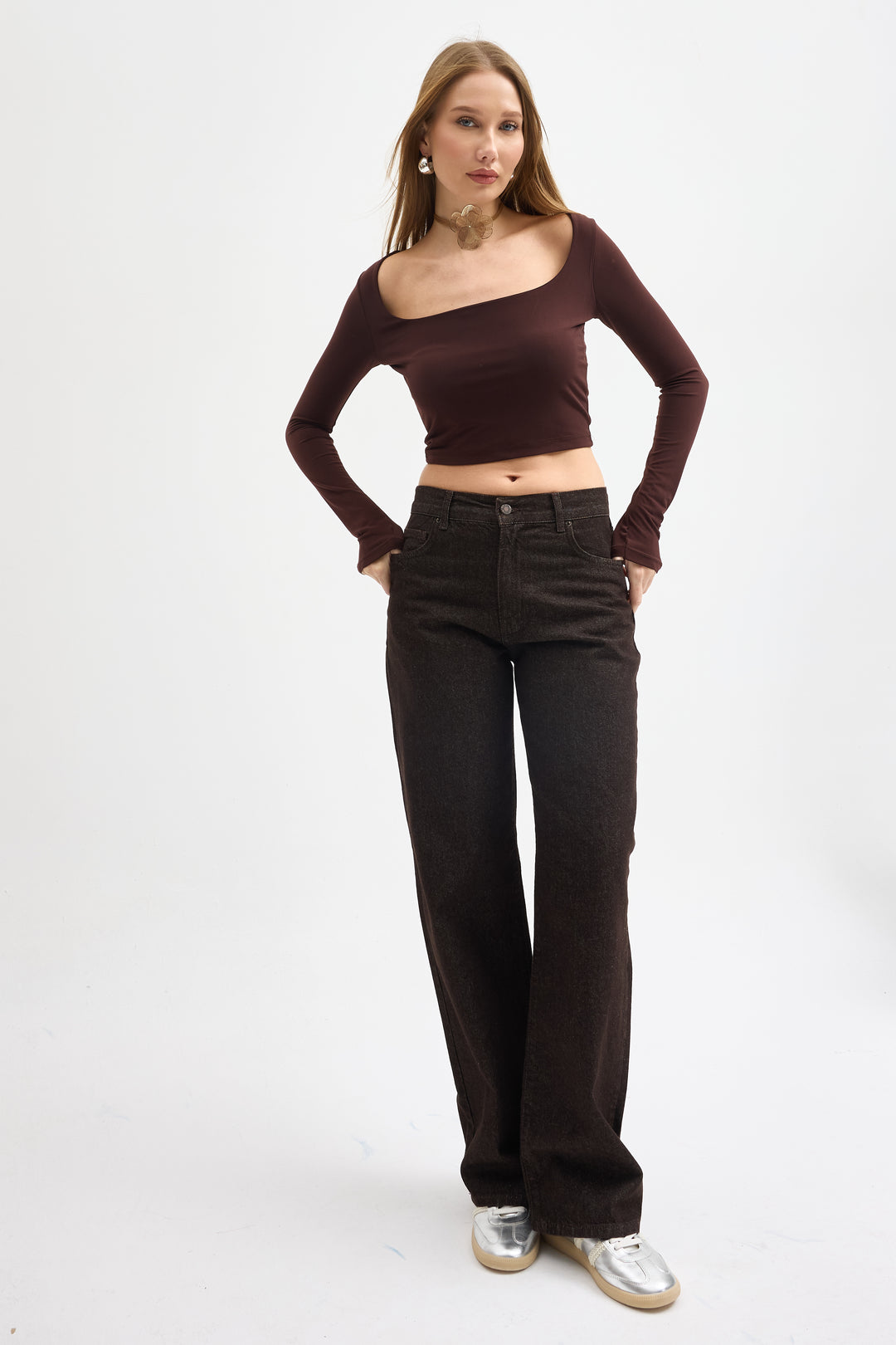 Routines Straight Leg Jeans - Dark Brown 4227