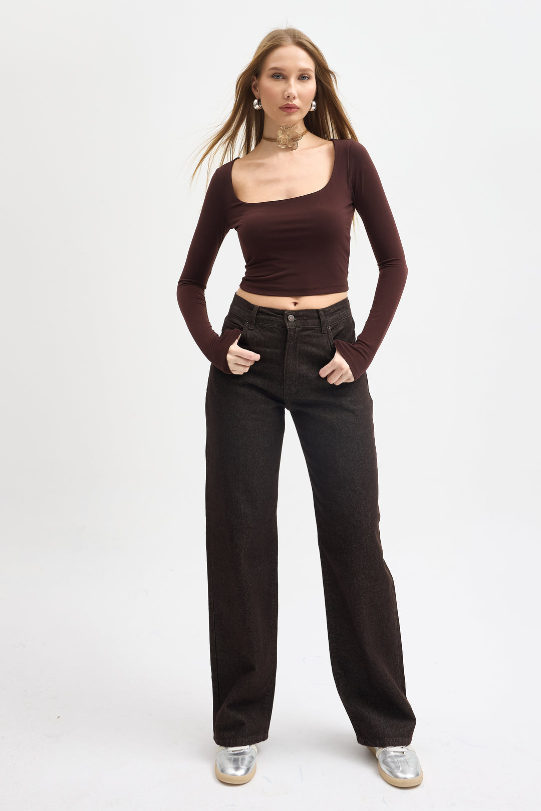 Routines Straight Leg Jeans - Dark Brown 4227