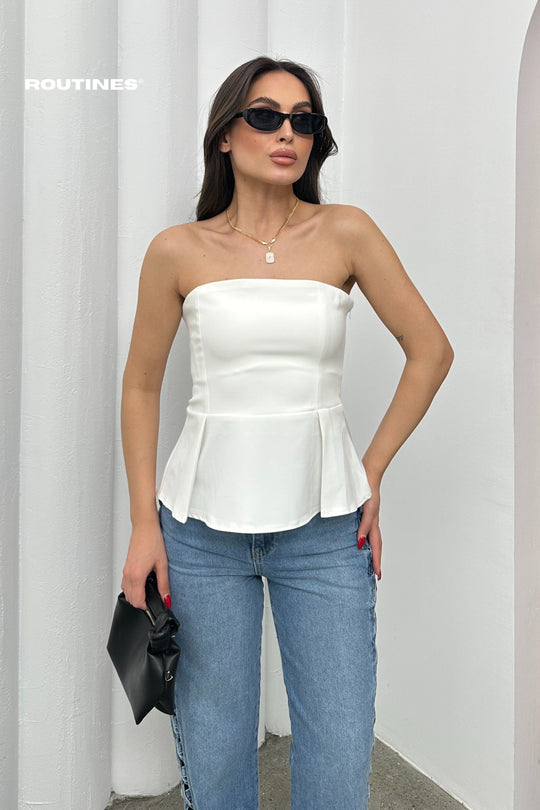Routines Strapless Top - White 52215028 Top Routines Fashion
