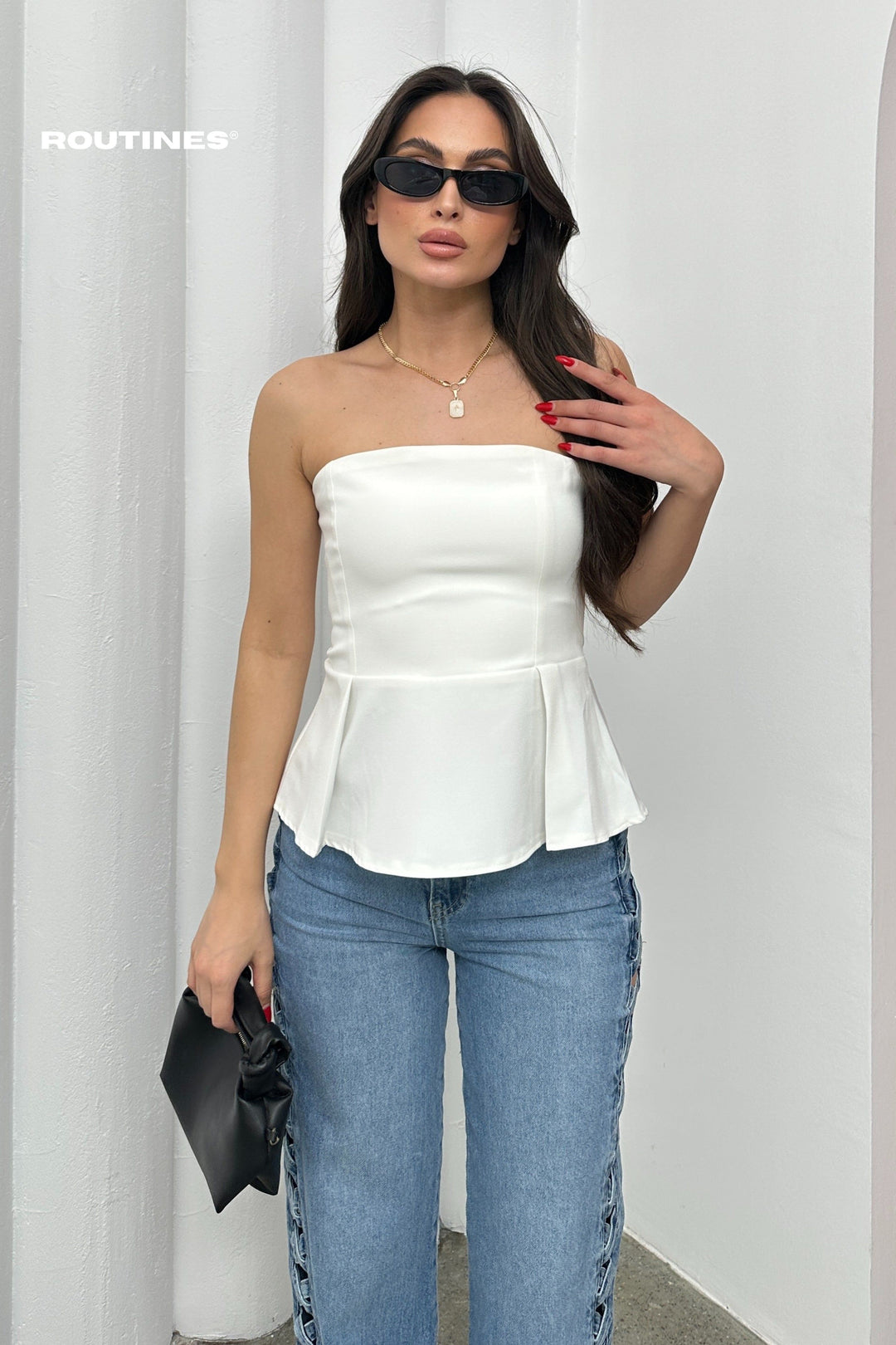 Routines Strapless Top - White 52215028 Top Routines Fashion