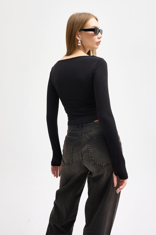 Routines Stretch Crop Top - Black 10133 Top Routines Fashion