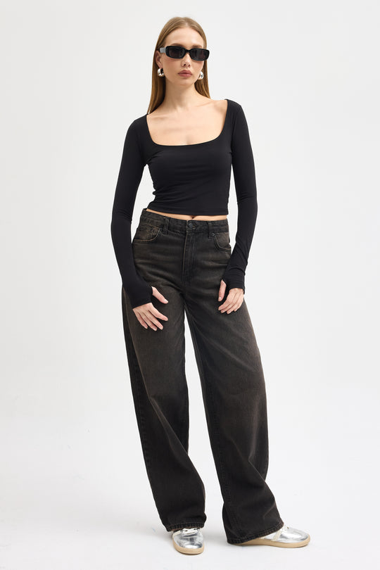 Routines Stretch Crop Top - Black 10133 Top Routines Fashion