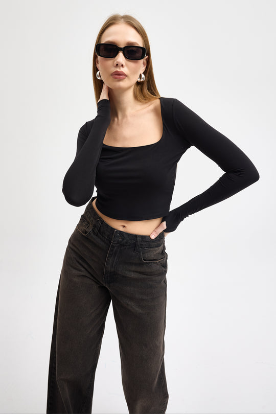 Routines Stretch Crop Top - Black 10133 Top Routines Fashion