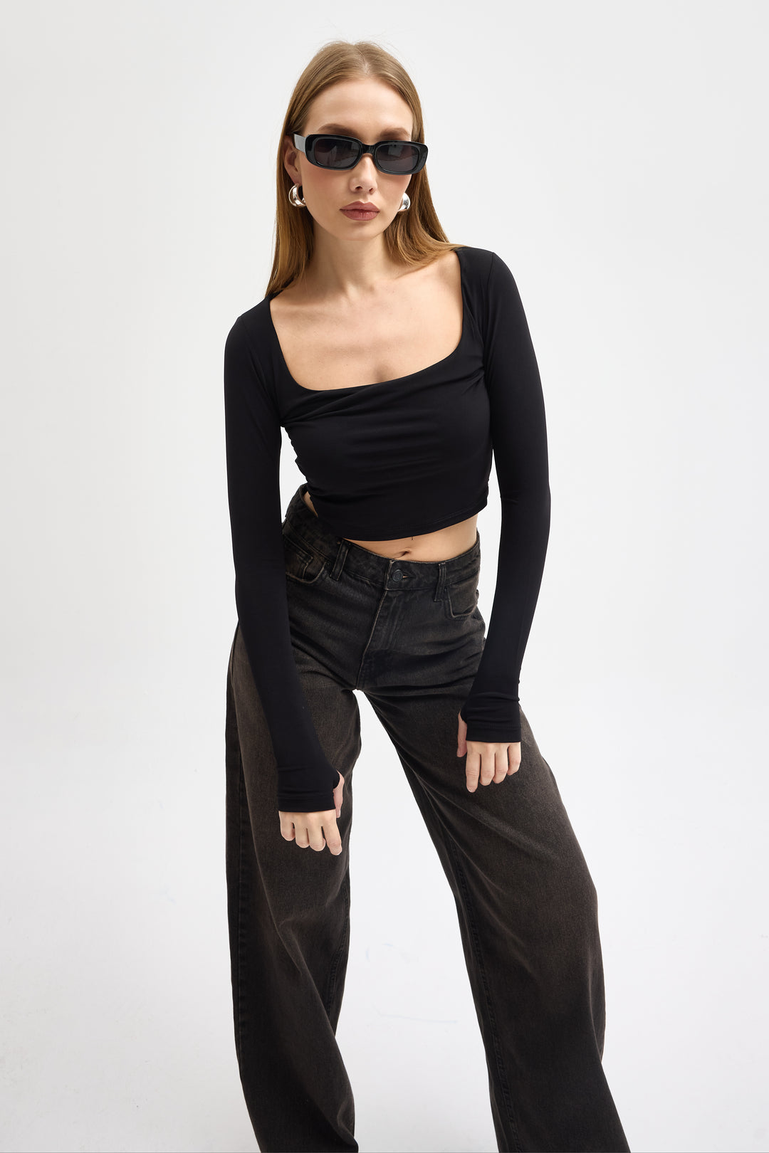 Routines Stretch Crop Top - Black 10133 Top Routines Fashion
