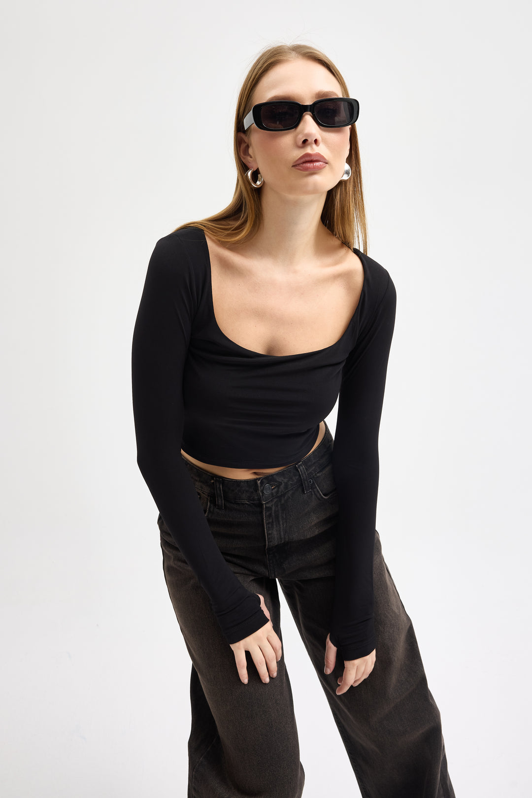 Routines Stretch Crop Top - Black 10133 Top Routines Fashion