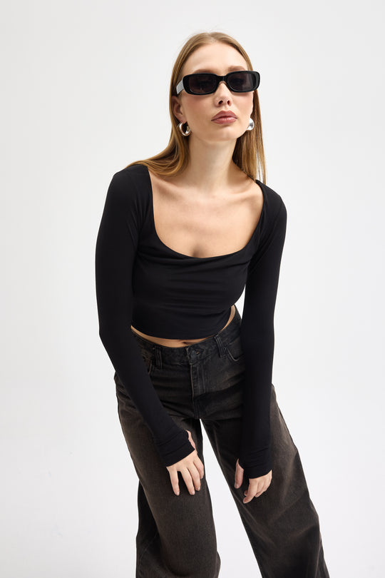 Routines Stretch Crop Top - Black 10133 Top Routines Fashion