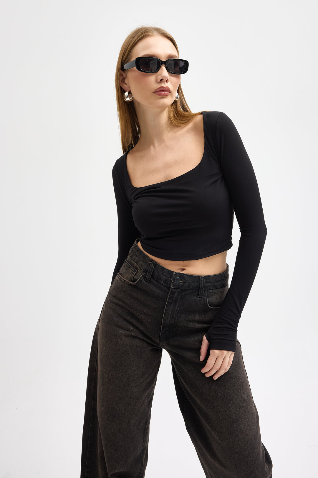 Routines Stretch Crop Top - Black 10133 Top Routines Fashion