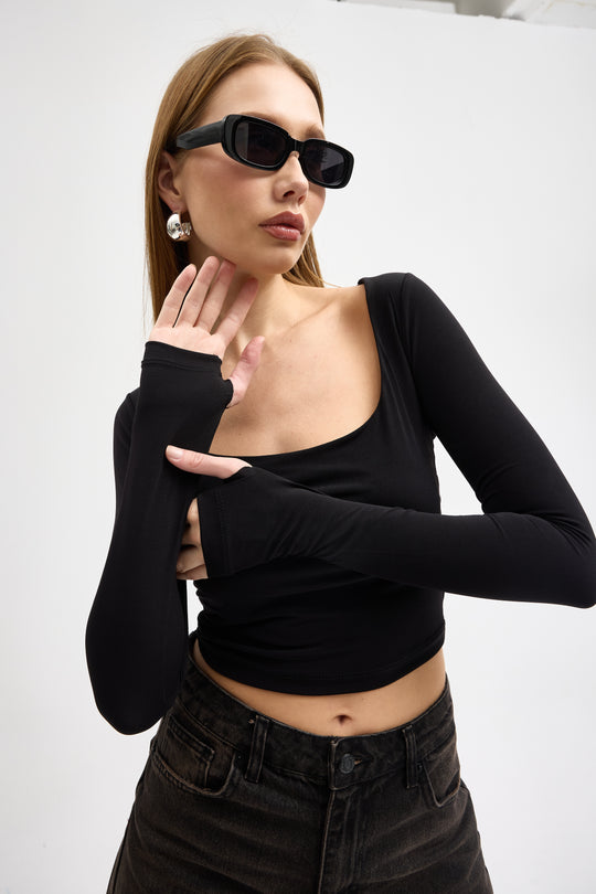 Routines Stretch Crop Top - Black 10133 Top Routines Fashion