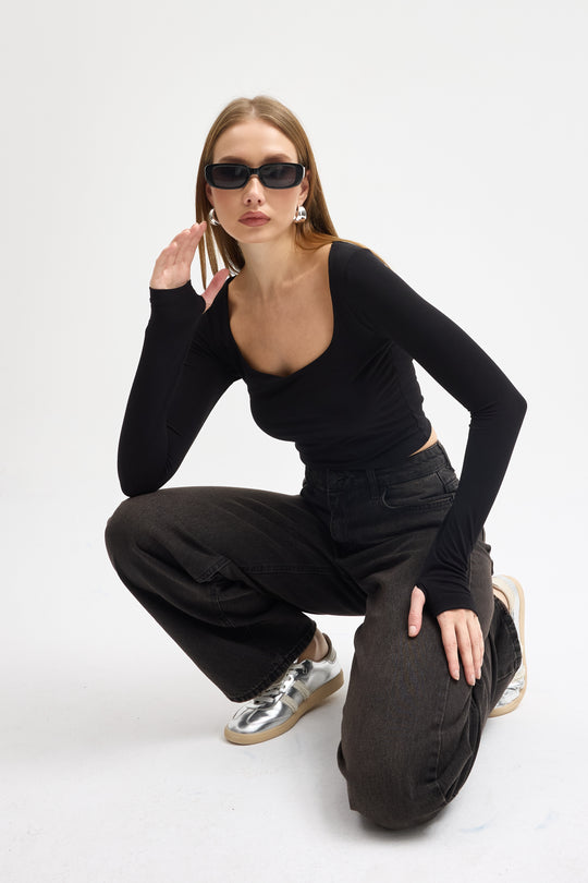 Routines Stretch Crop Top - Black 10133 Top Routines Fashion