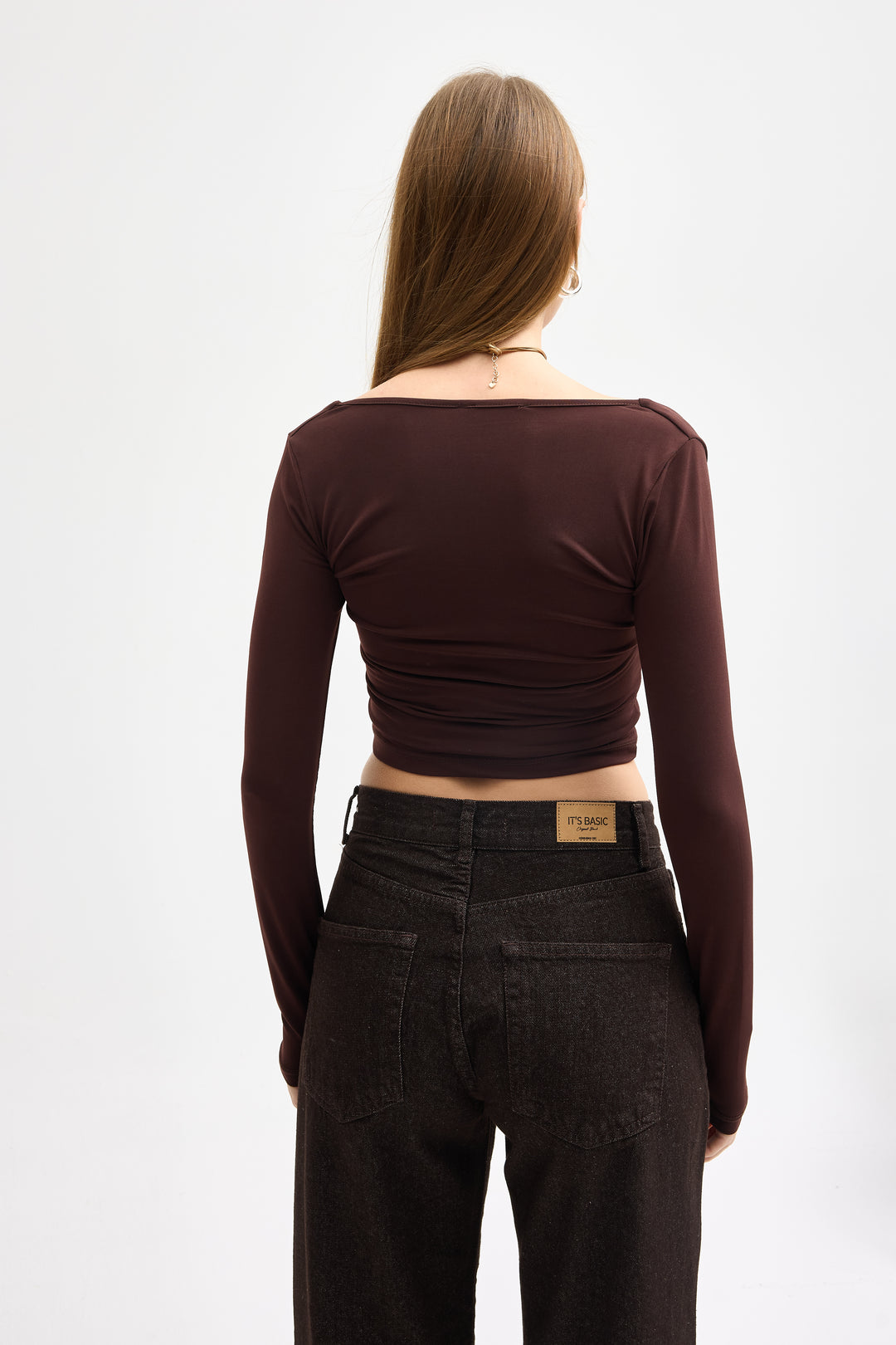 Routines Stretch Crop Top - Brown 10133 Top Routines Fashion