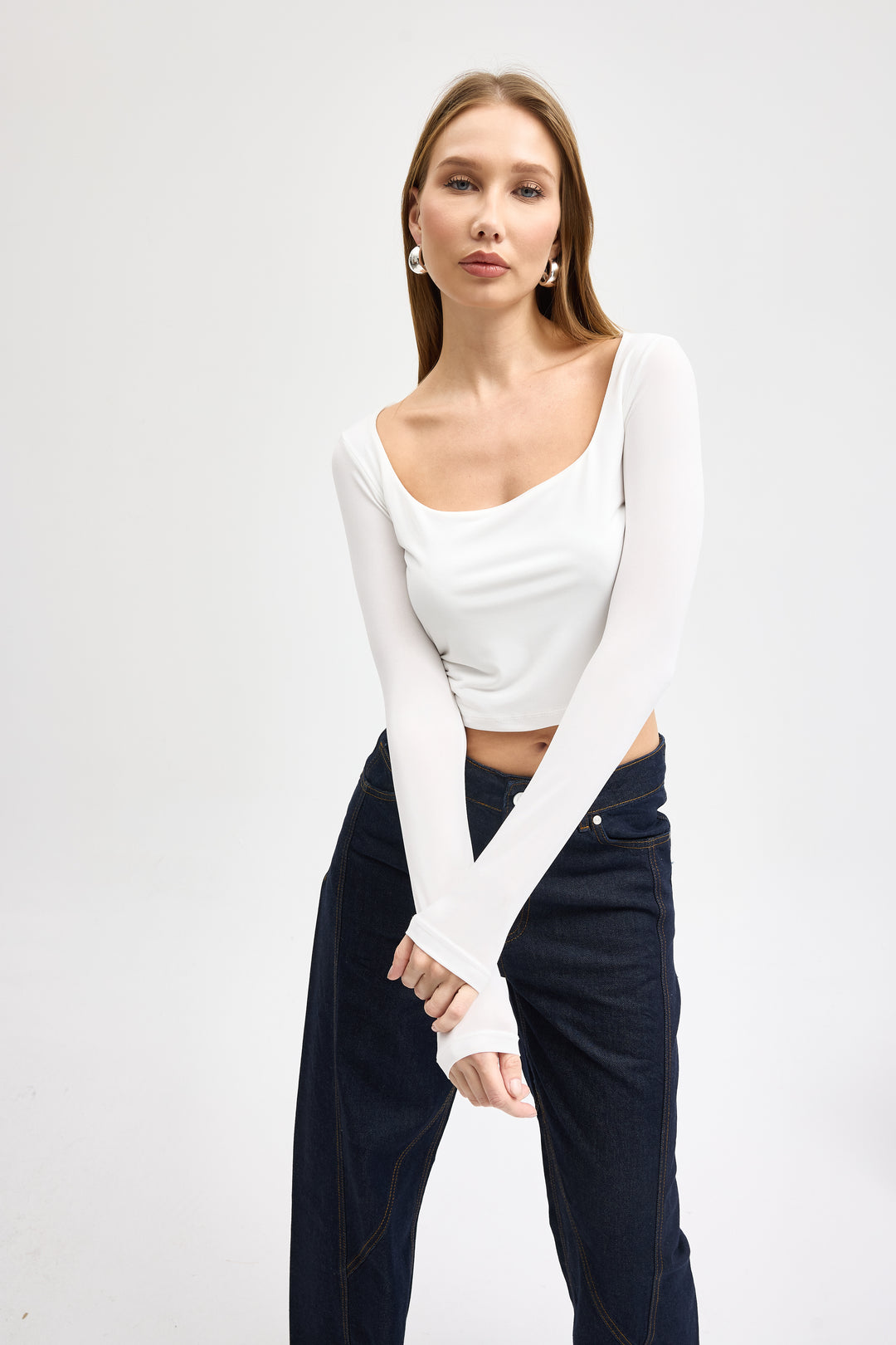 Routines Stretch Crop Top - White 10133 Top Routines Fashion