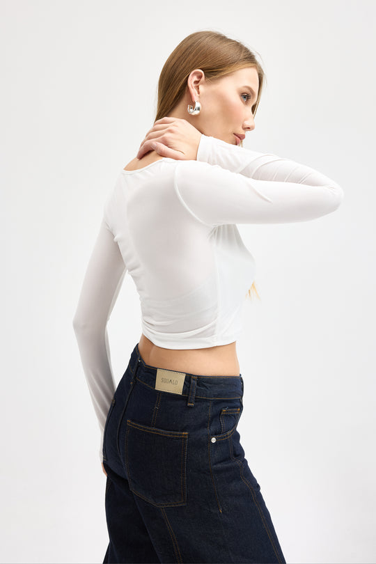 Routines Stretch Crop Top - White 10133 Top Routines Fashion