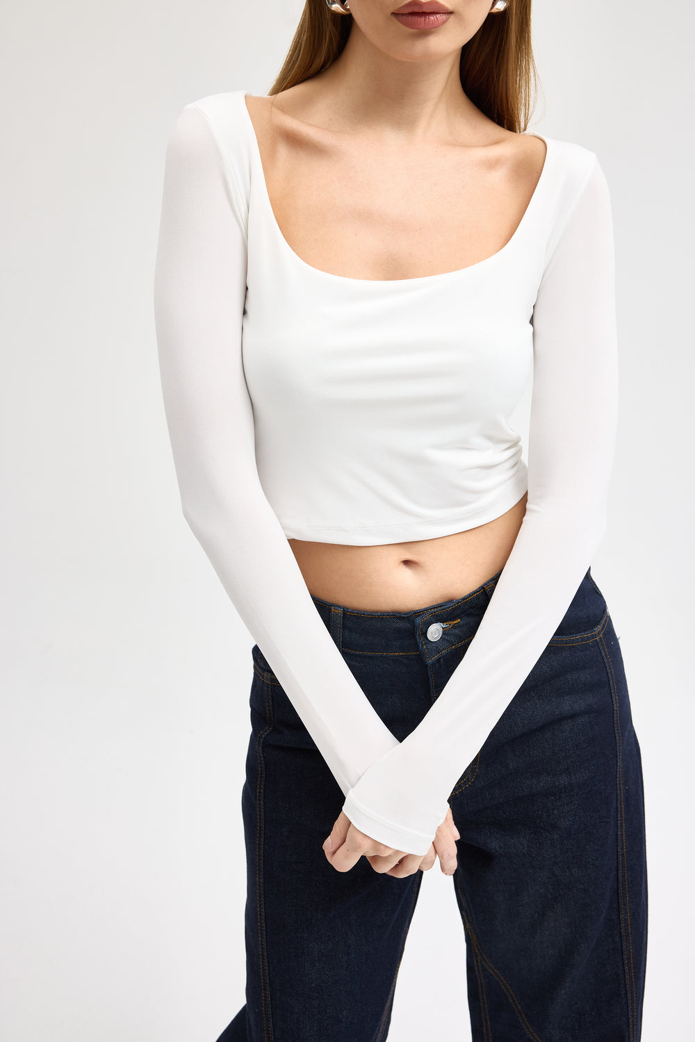 Routines Stretch Crop Top - White 10133 Top Routines Fashion
