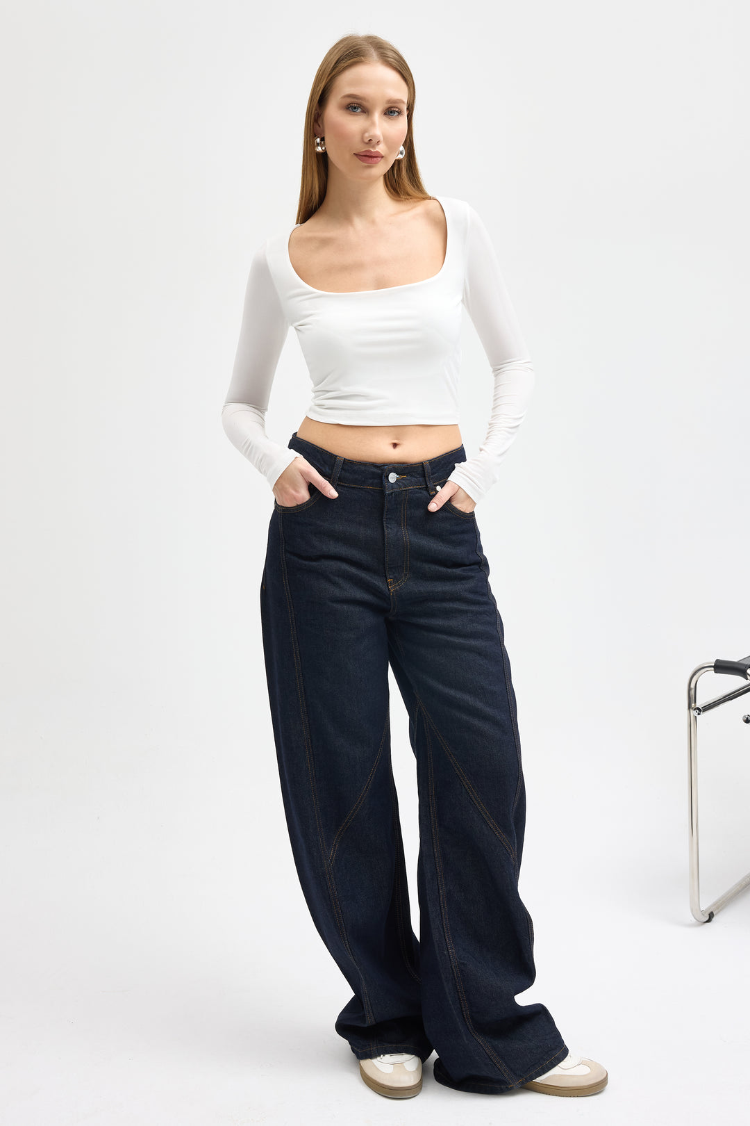 Routines Stretch Crop Top - White 10133 Top Routines Fashion