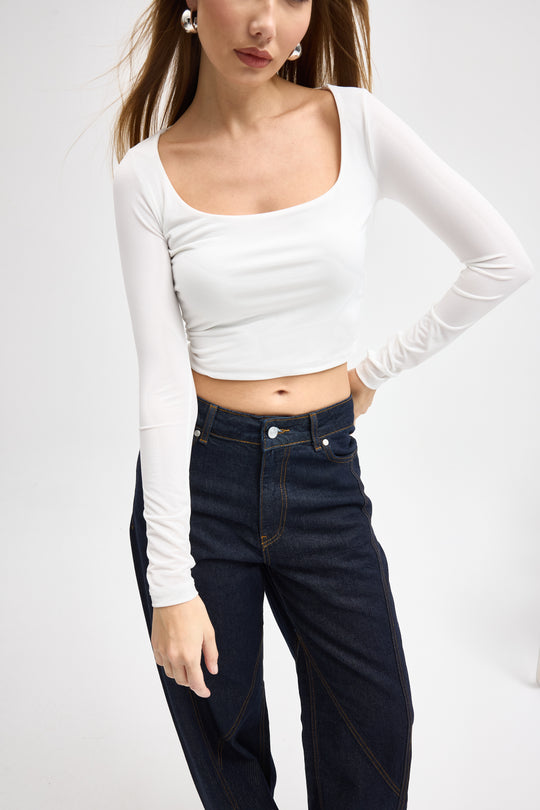 Routines Stretch Crop Top - White 10133 Top Routines Fashion