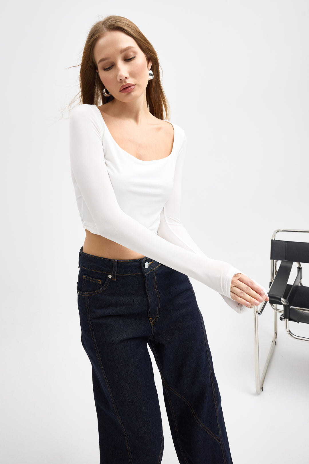 Routines Stretch Crop Top - White 10133 Top Routines Fashion