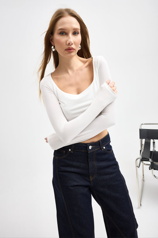 Routines Stretch Crop Top - White 10133 Top Routines Fashion