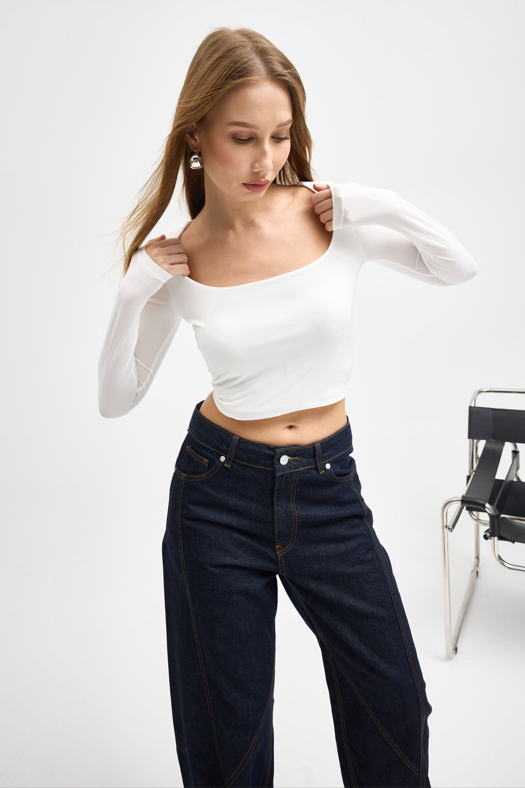 Routines Stretch Crop Top - White 10133 Top Routines Fashion