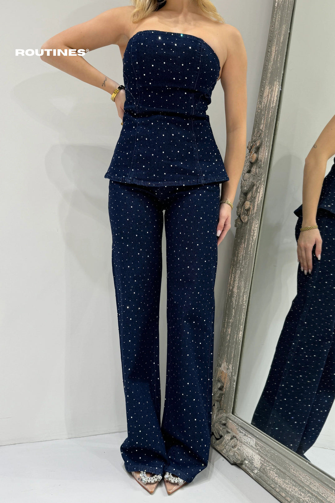 Routines Stretch Diamonds Two Piece Denim Set 2527 Set Routines Fashion
