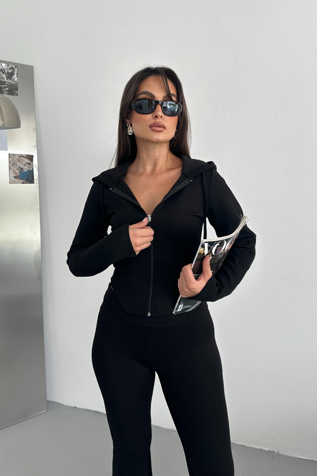 Routines Stretch Fold-over Flared Set - Black 3547 Set Routines Fashion