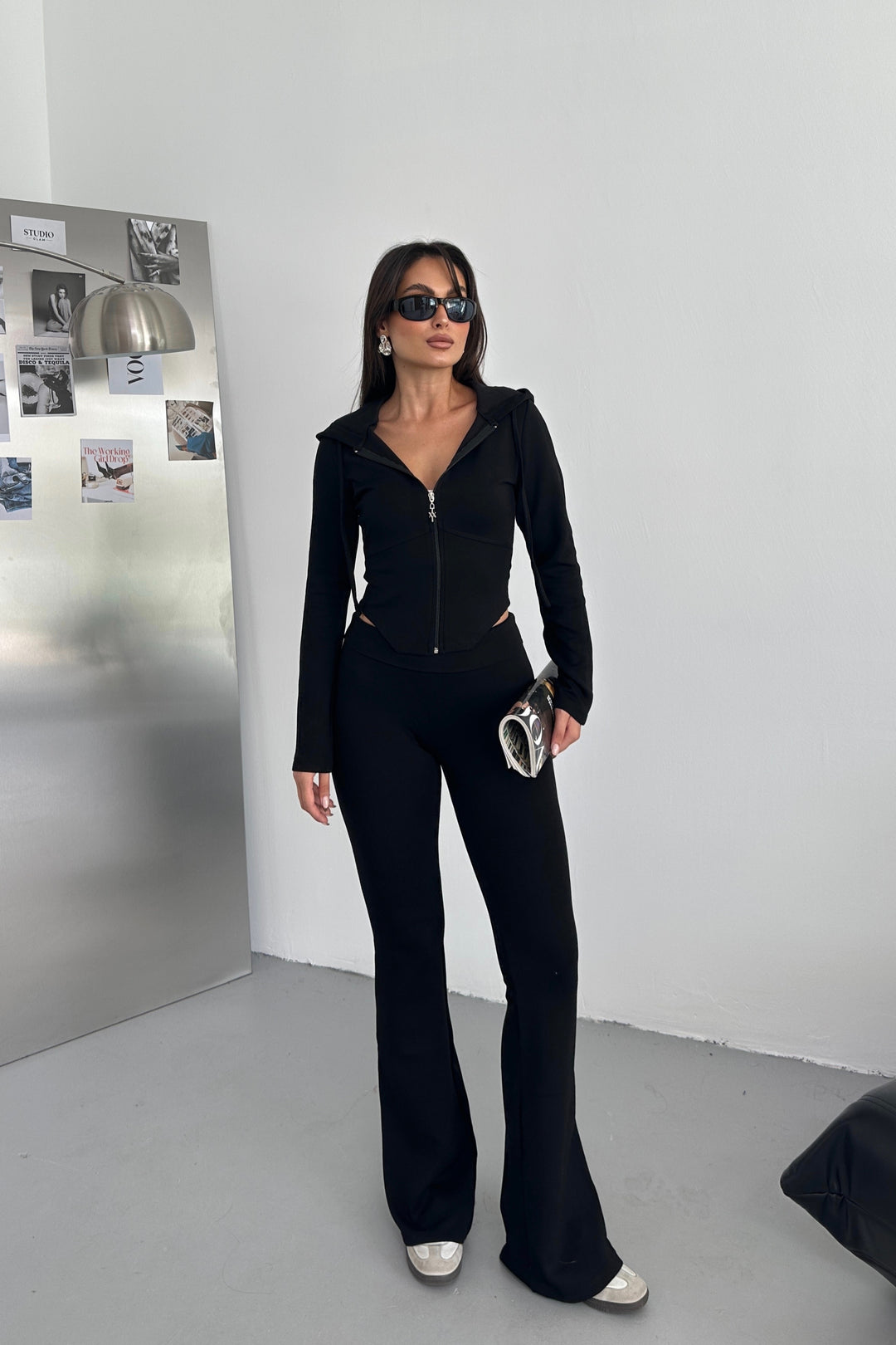 Routines Stretch Fold-over Flared Set - Black 3547 Set Routines Fashion