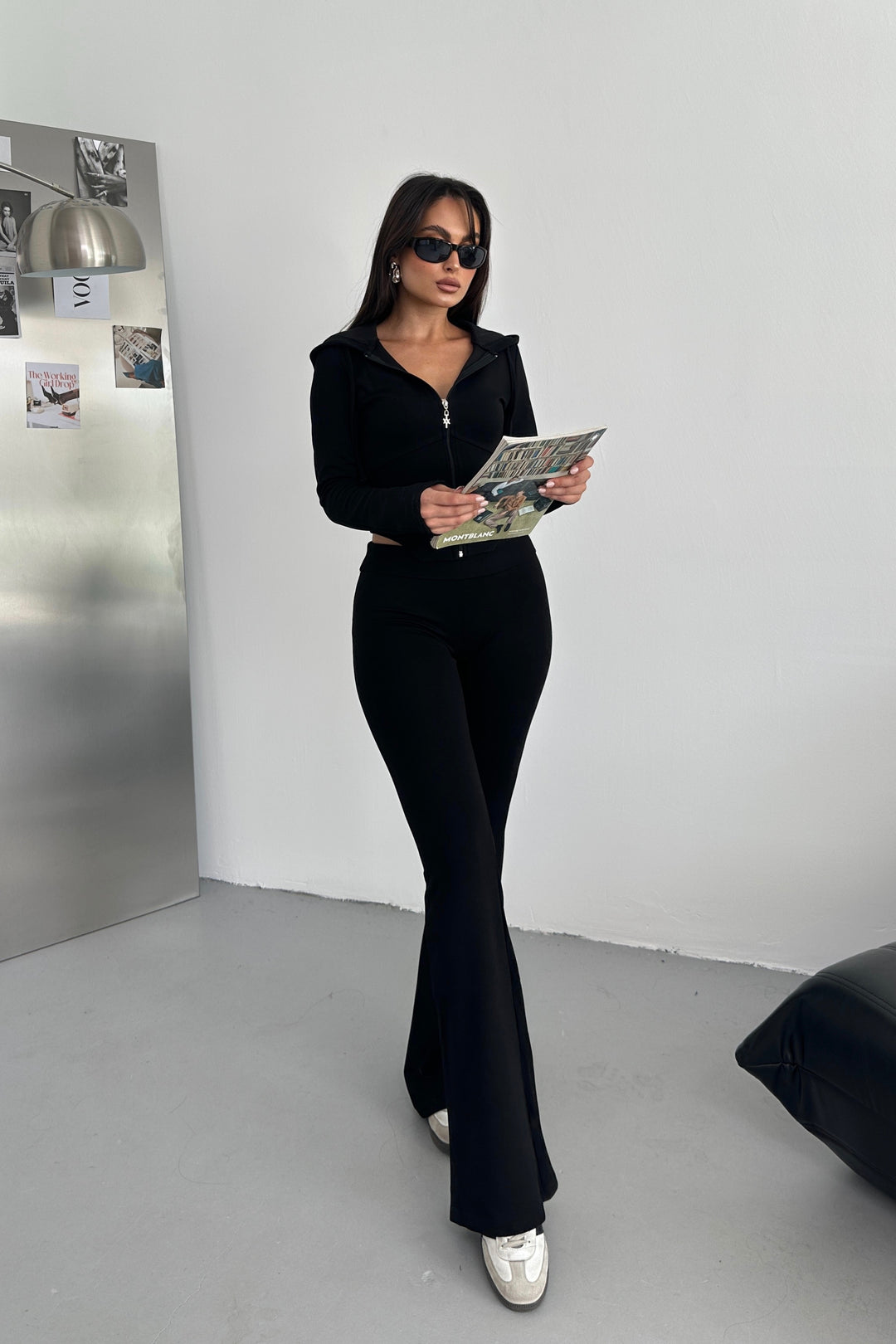 Routines Stretch Fold-over Flared Set - Black 3547 Set Routines Fashion