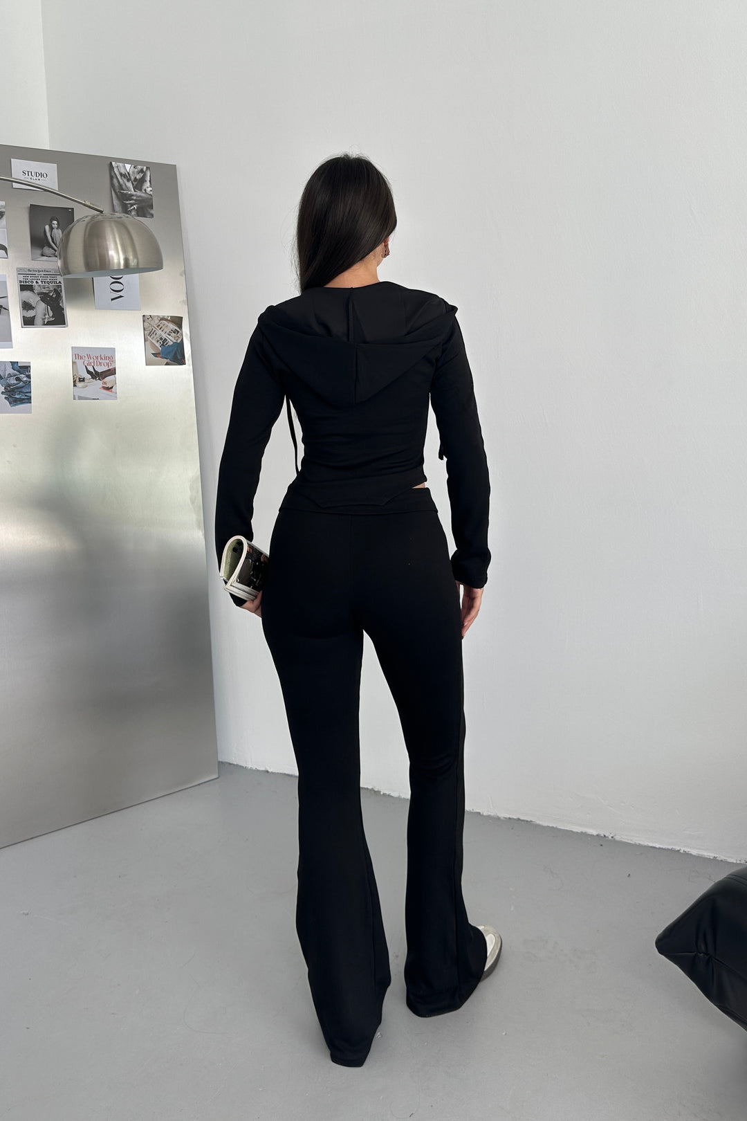 Routines Stretch Fold-over Flared Set - Black 3547 Set Routines Fashion