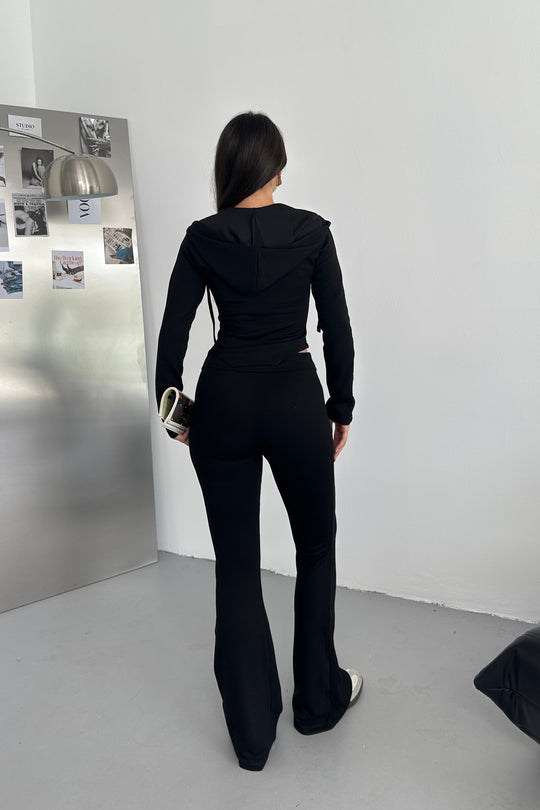 Routines Stretch Fold-over Flared Set - Black 3547 Set Routines Fashion