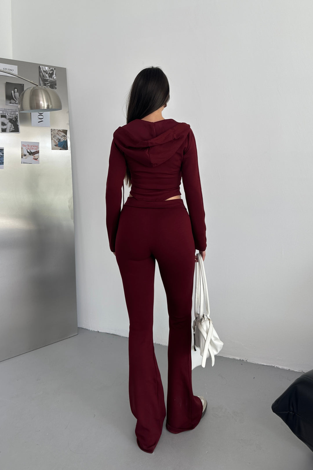 Routines Stretch Fold-over Flared Set - Bordeaux 3535 Set Routines Fashion