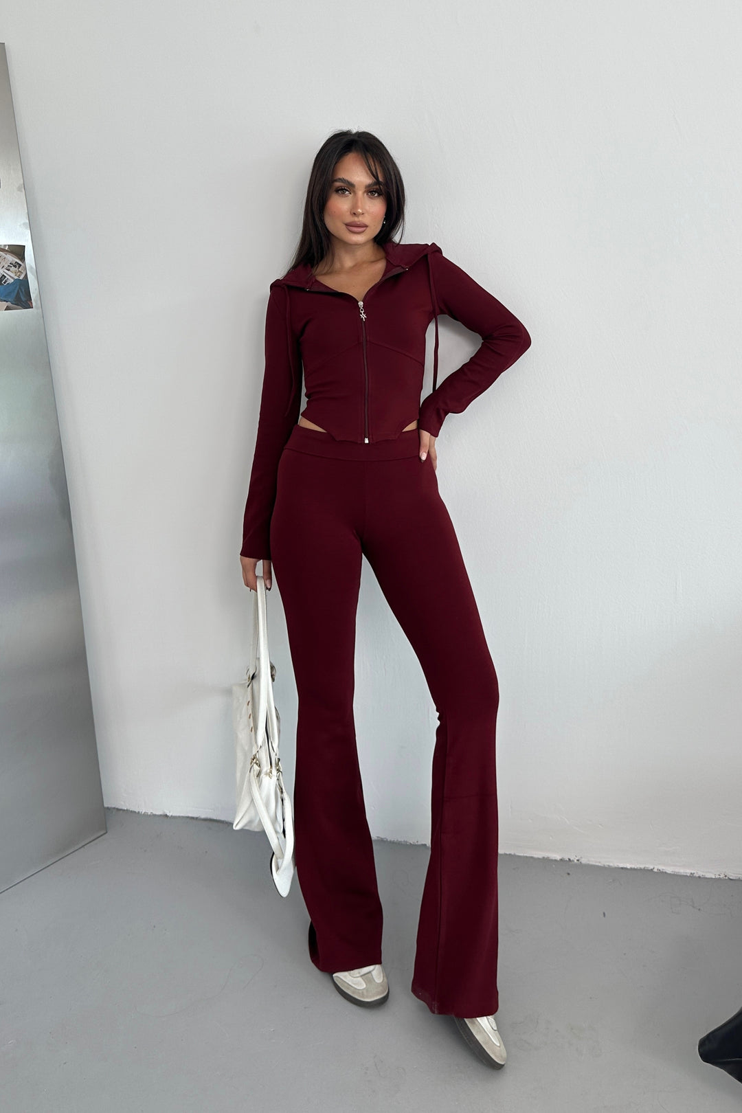 Routines Stretch Fold-over Flared Set - Bordeaux 3535 Set Routines Fashion