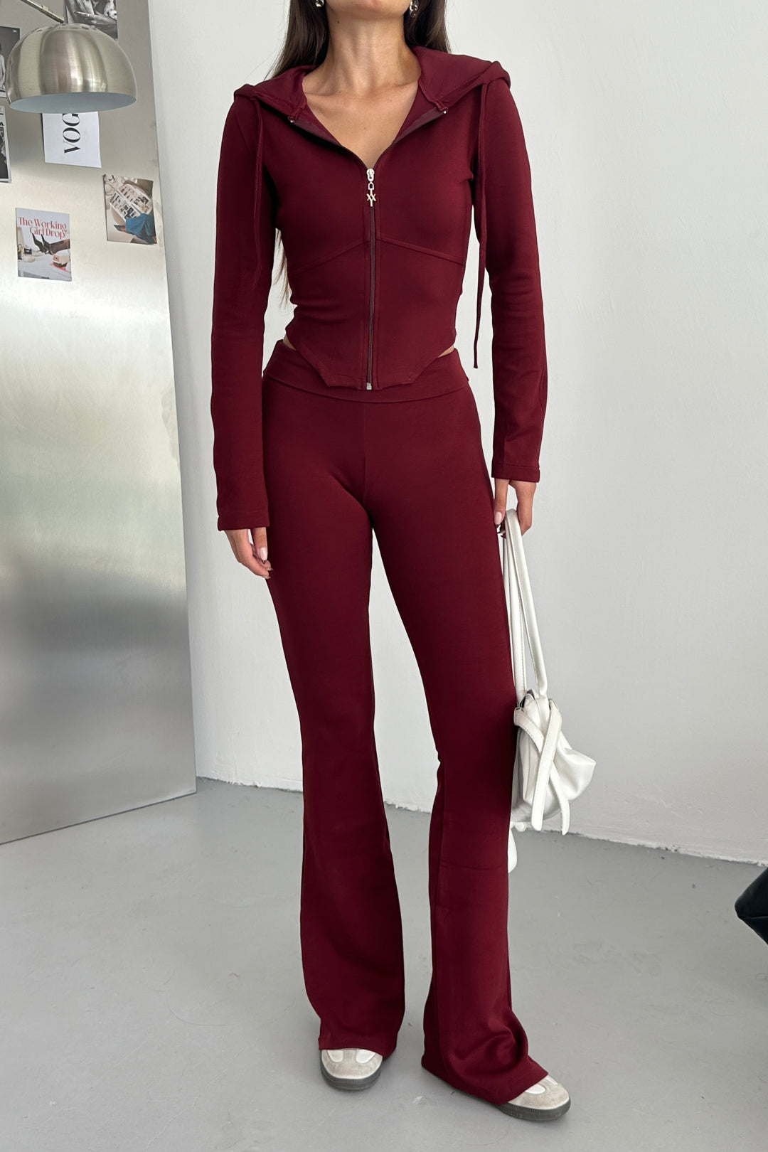 Routines Stretch Fold-over Flared Set - Bordeaux 3535 Set Routines Fashion