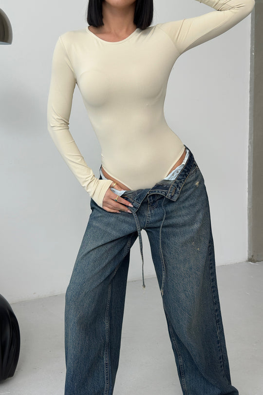 Routines Stretch Longsleeve Bodysuit - Beige 390