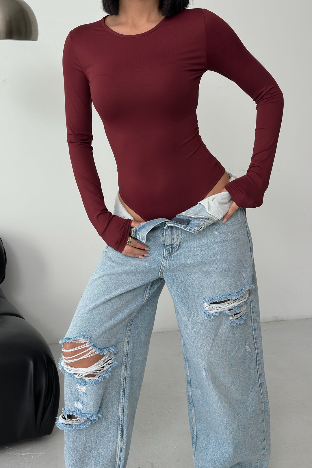 Routines Stretch Longsleeve Bodysuit - Bordeaux 390