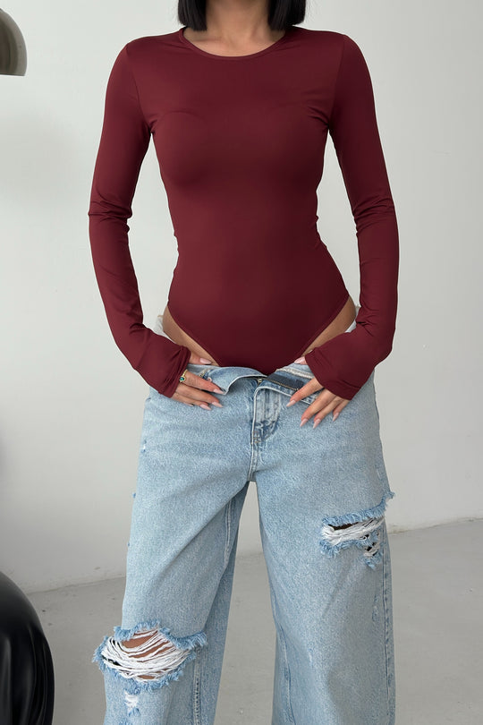 Routines Stretch Longsleeve Bodysuit - Bordeaux 390
