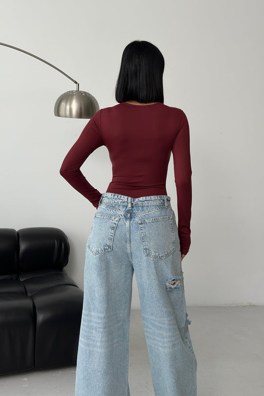 Routines Stretch Longsleeve Bodysuit - Bordeaux 390