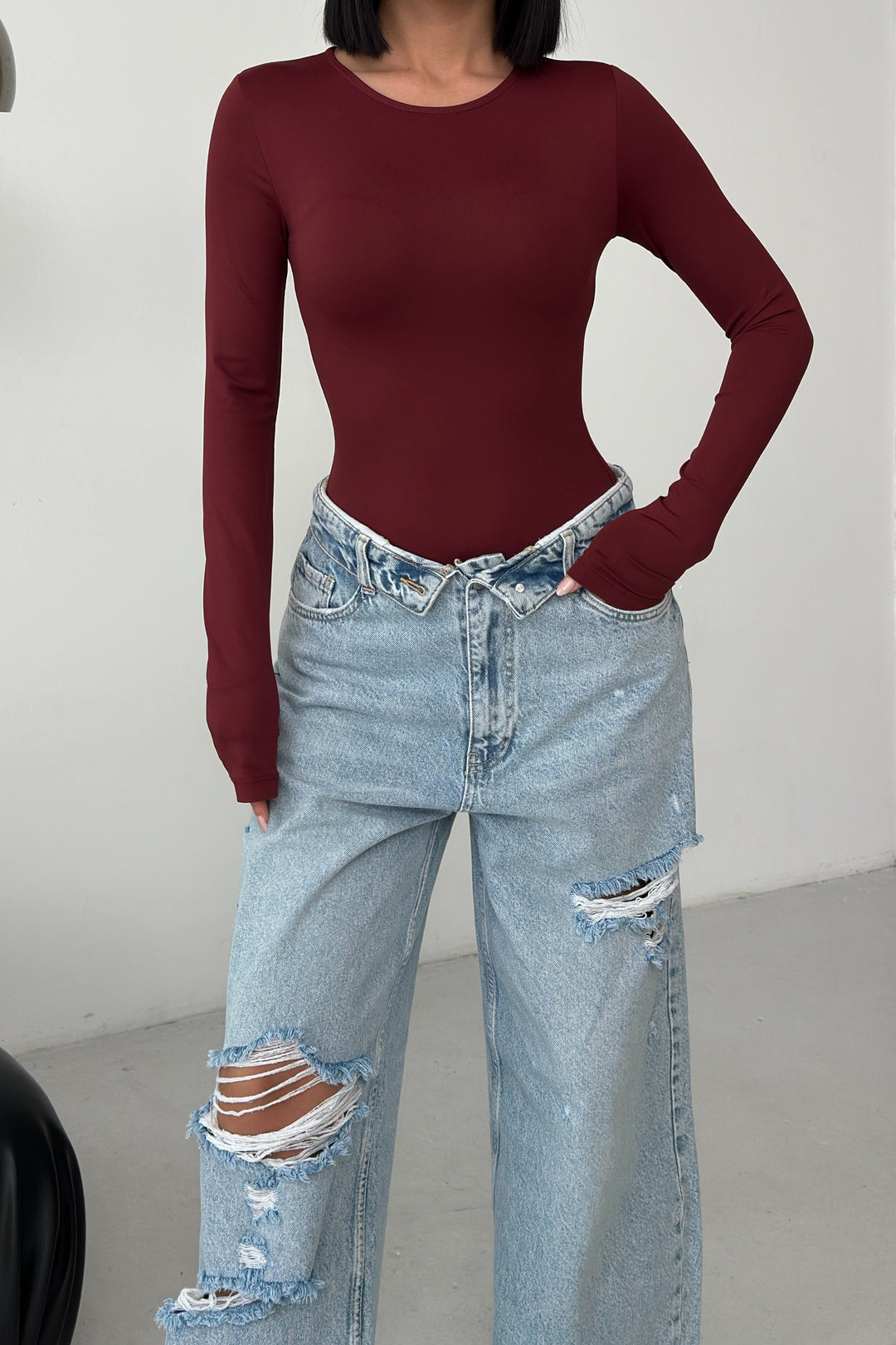 Routines Stretch Longsleeve Bodysuit - Bordeaux 390
