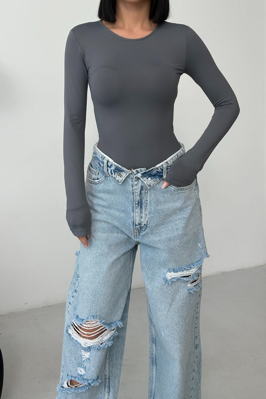 Routines Stretch Longsleeve Bodysuit - Grey 390