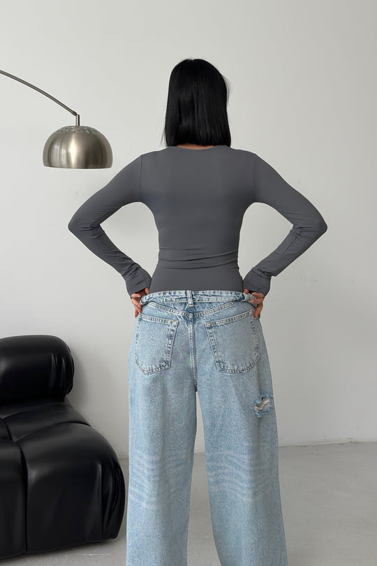 Routines Stretch Longsleeve Bodysuit - Grey 390