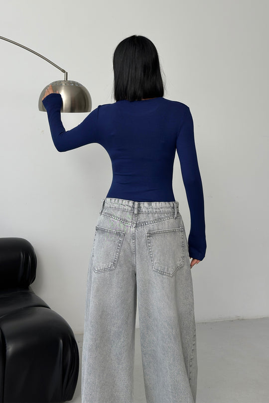 Routines Stretch Longsleeve Bodysuit - Navy Blue 388