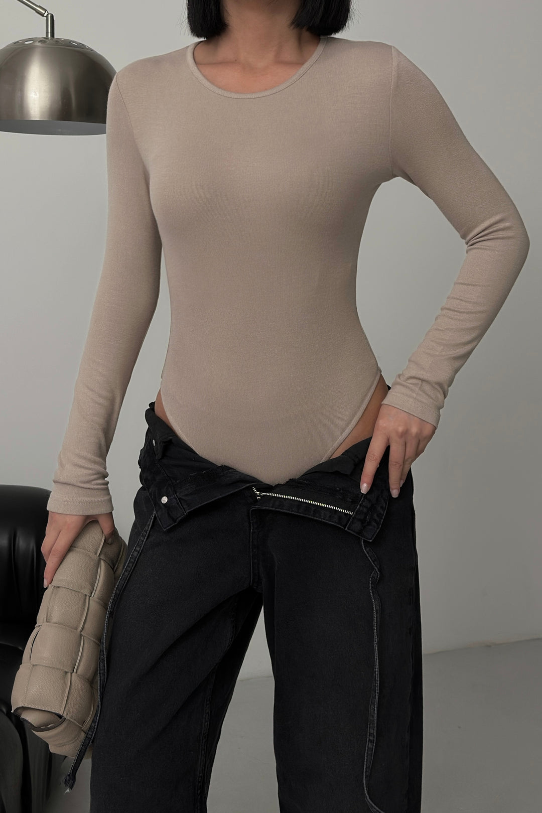 Routines Stretch Longsleeve Bodysuit - Stone 388 Body Routines Fashion