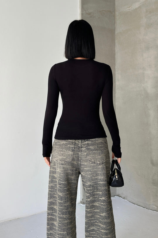 Routines Stretch Longsleeve Top - Black 392 Top Routines Fashion