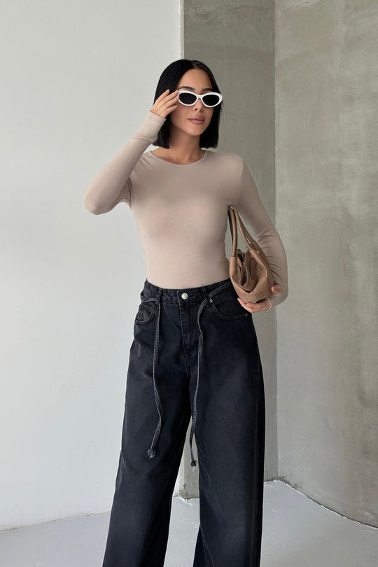 Routines Stretch Longsleeve Top - Stone 392 Top Routines Fashion